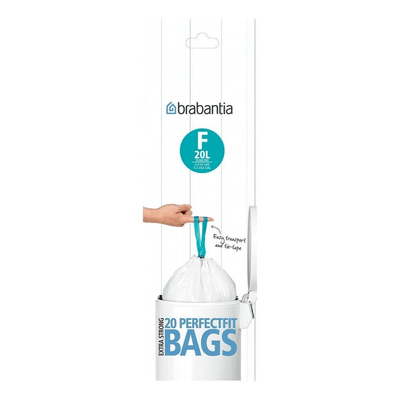 BRABANTIA Brabantia Bin Liner Code F 20 Bags White Plastic #06594 - happyinmart.com.au