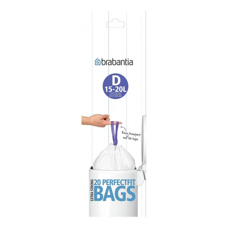 BRABANTIA Brabantia Bin Liner Code D 20 Bags White Plastic 