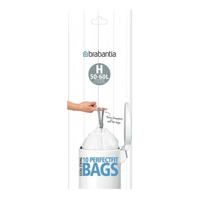 BRABANTIA Brabantia Bin Liner Code H 10 Bags White Plastic #06597 - happyinmart.com.au