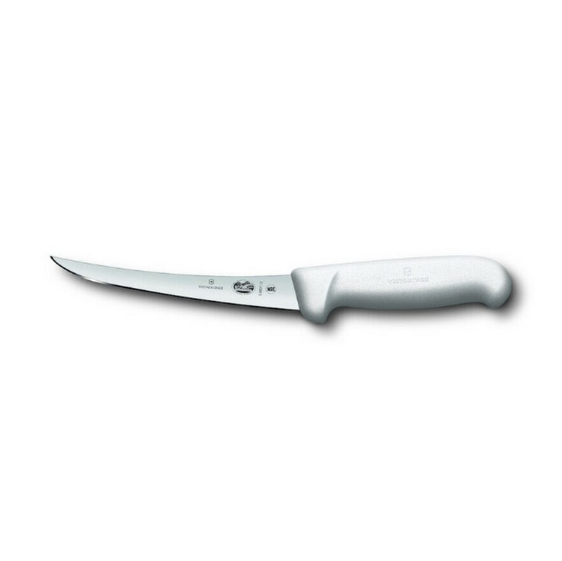 Victorinox Boning Knife 15cm Curved Narrow Blade Fibrox White 