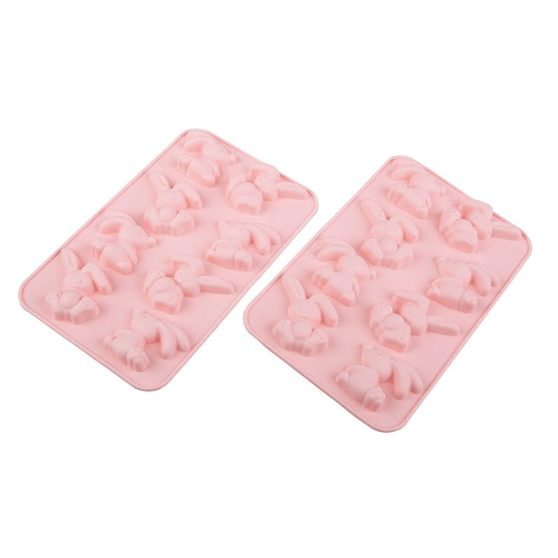 DAILY BAKE Daily Bake Silicone Easter Bunny 8 Cup Chocolate Mould Set 2 Pink 