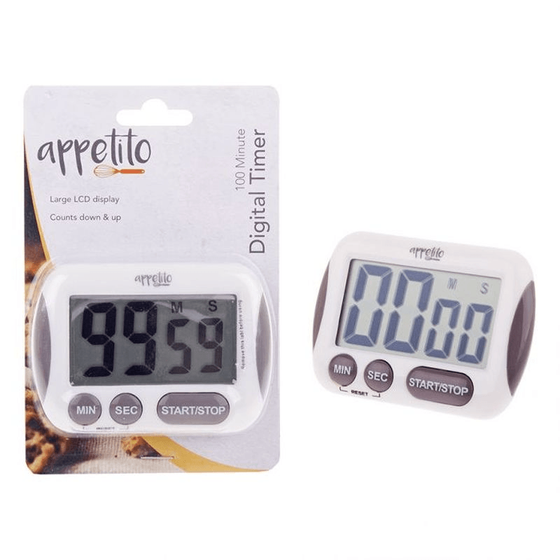APPETITO Appetito Digital Timer With Large Lcd Display 100 Minutes White 