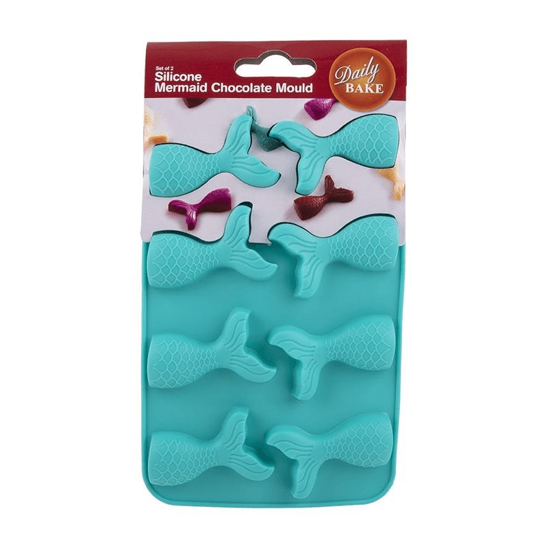 DAILY BAKE Daily Bake Silicone Mermaid 8 Cup Chocolate Mould Set 2 Turquoise 