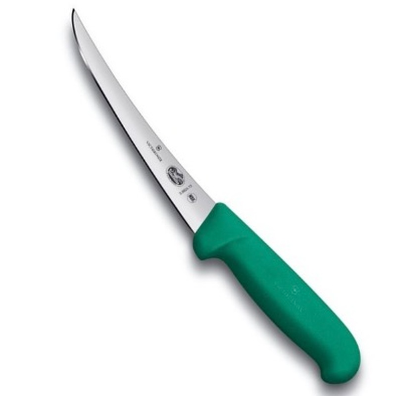 Victorinox Boning Knife 15cm Curved Narrow Blade Fibrox Green 