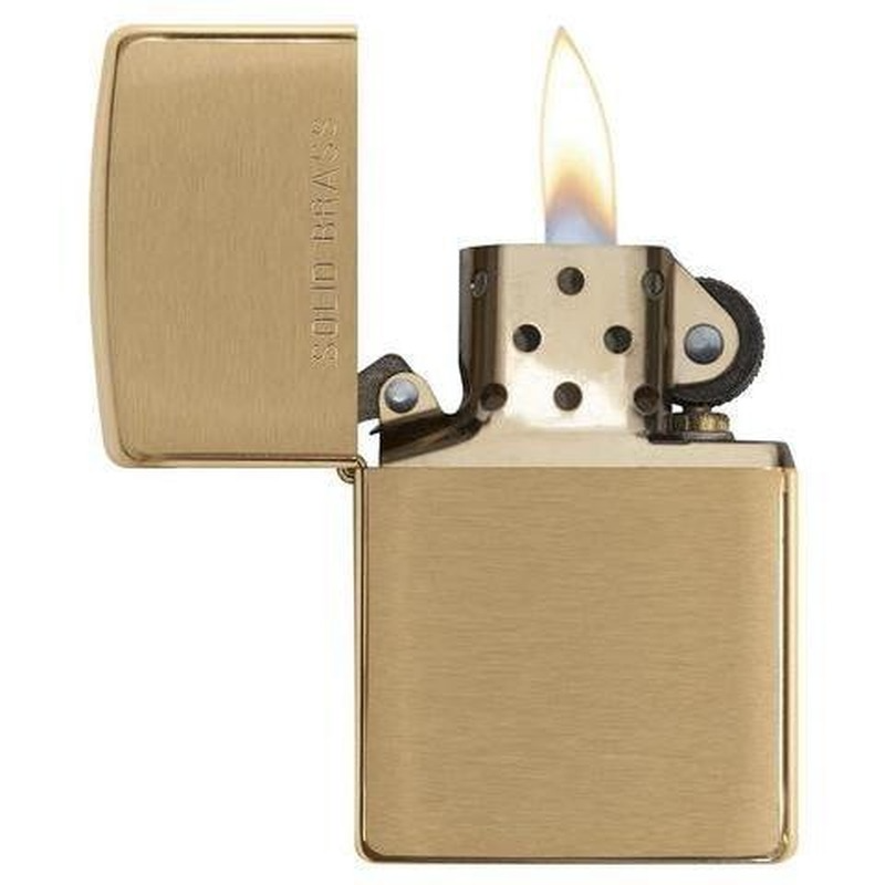 Zippo Brushed Brass Lighter With Fluid And Flints 