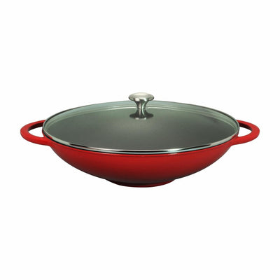 CHASSEUR Chasseur 37cm With Glass Lid Wok Inferno Red #19156 - happyinmart.com.au