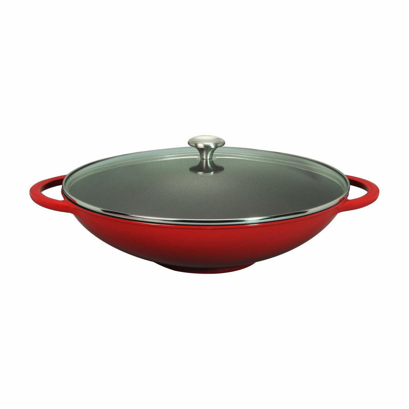 CHASSEUR Chasseur 37cm With Glass Lid Wok Inferno Red 