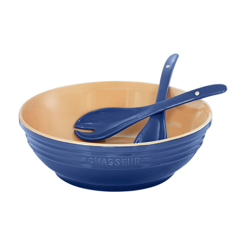 CHASSEUR Chasseur Round Bowl With Salad Server Set Blue 