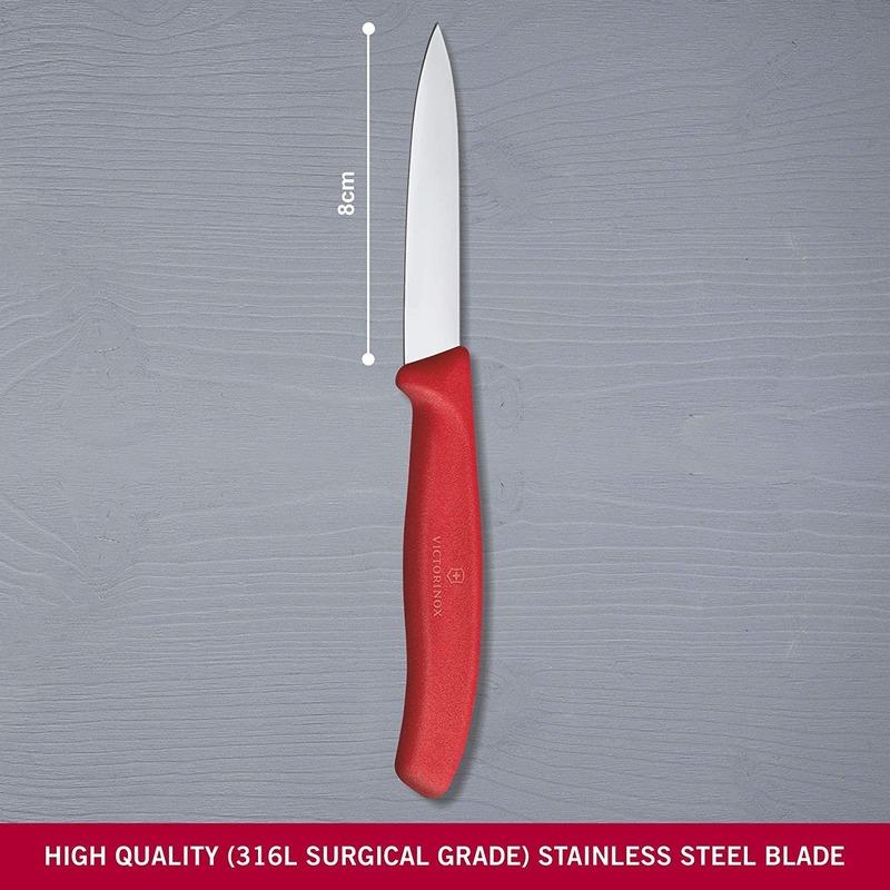 Victorinox Paring Stainless Steel Knife Pointed Blade Classic Red 