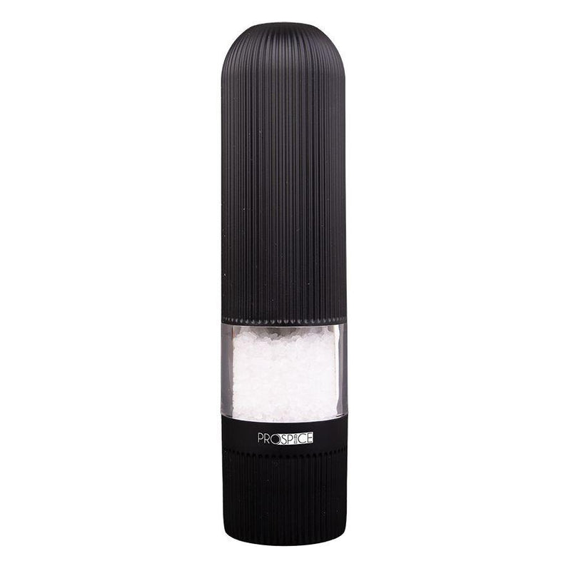 PROSPICE Prospice Linear Ribbed Battery Operated Salt And Pepper Mill Set Black 