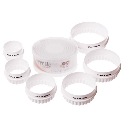 APPETITO Appetito Double Sided Round Cookie Cutter Set 6 White #2743 - happyinmart.com.au