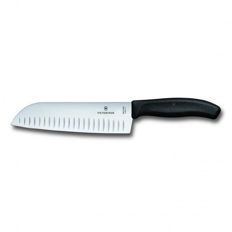 Victorinox Santoku Knife Fluted Wide Blade Classic Black 