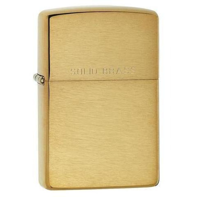 Zippo Brushed Brass Lighter With Fluid And Flints 