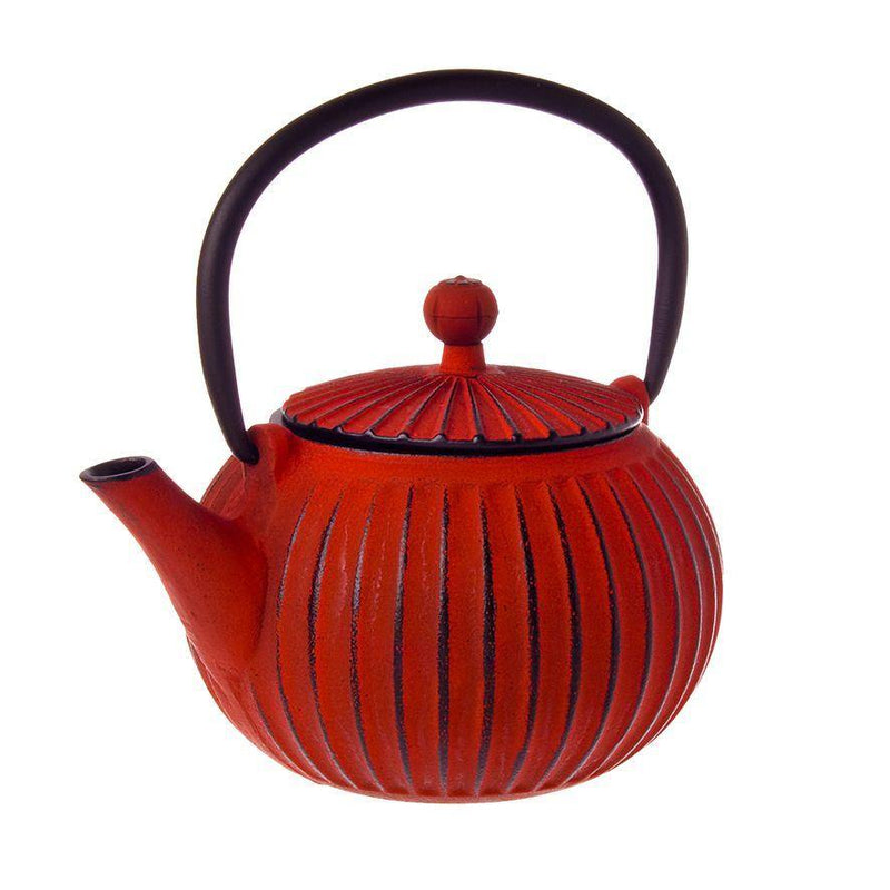 TEAOLOGY Teaology Cast Iron Teapot Ribbed Red And Black 