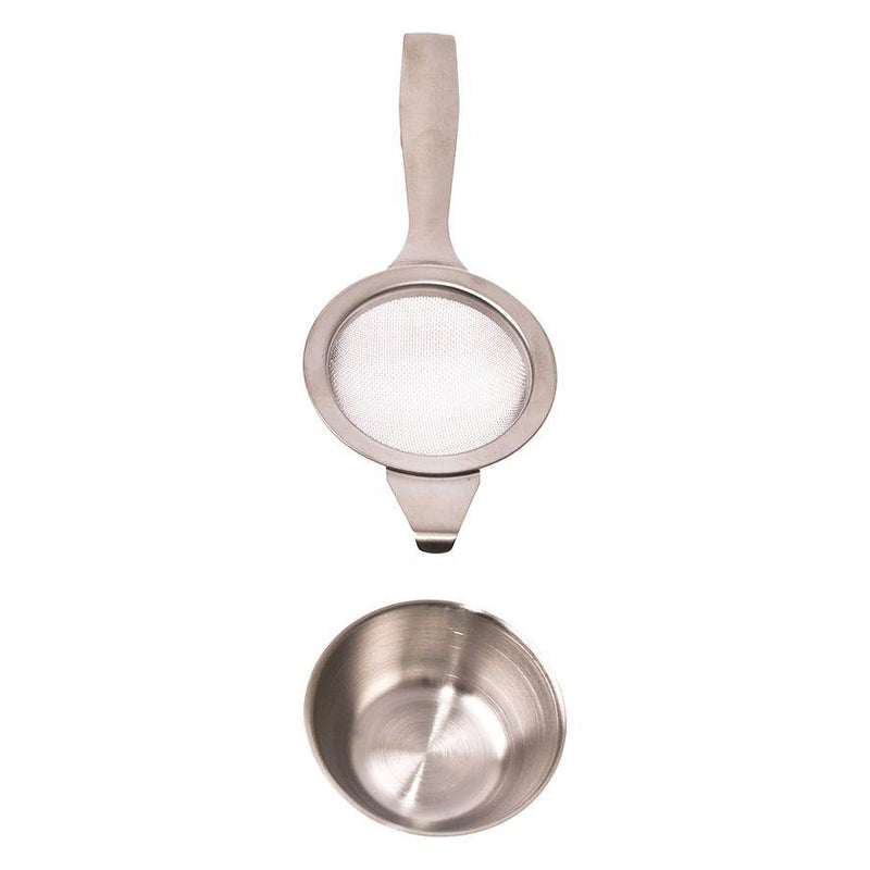 TEAOLOGY Teaology Stainless Steel Long Handle Tea Strainer With Bowl 