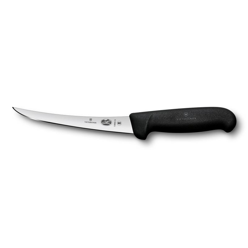 Victorinox Boning Knife 15cm Curved Narrow Blade Fibrox Black 