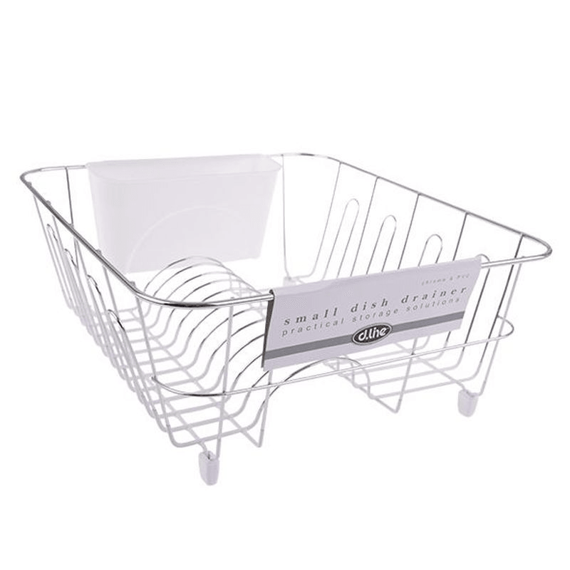 DLINE Dline Small Dish Drainer Chrome Pvc With Caddy White 