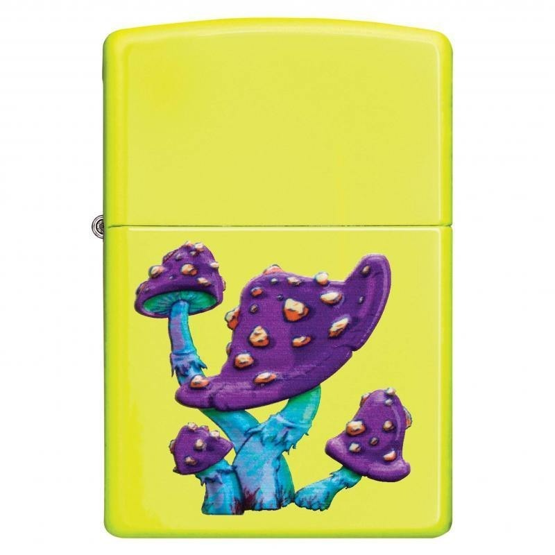 Zippo Neon Yellow Mushrooms Refillable Lighter 