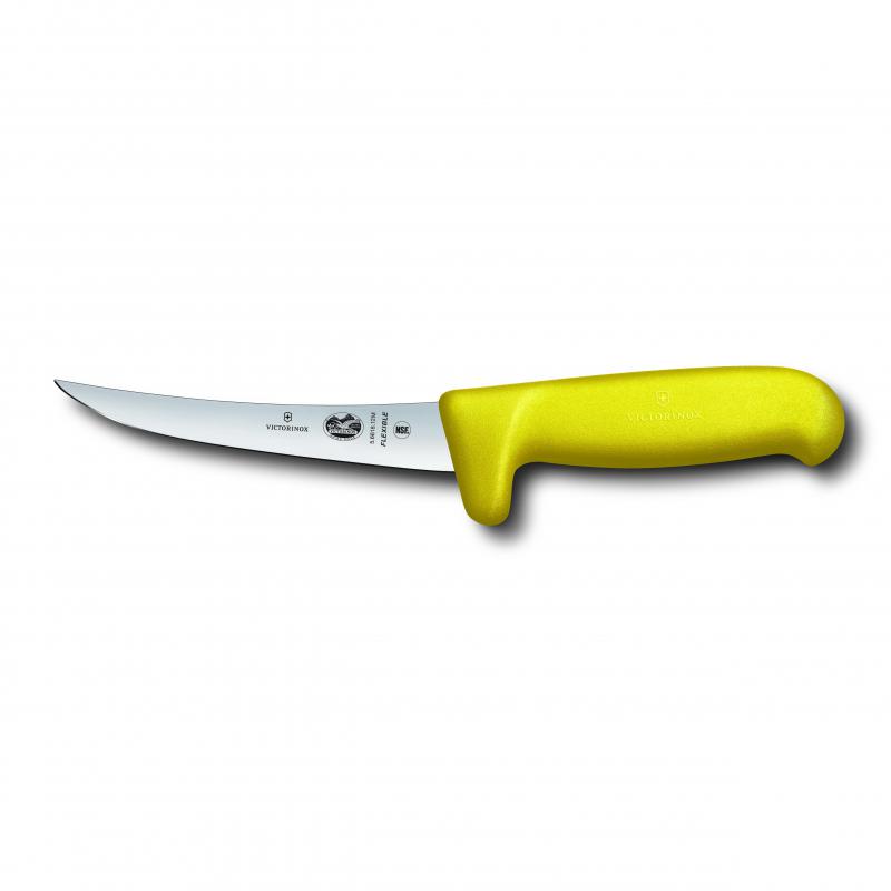 Victorinox Boning Knife 12cm Curved Safety Grip Flex Narrow Blade Fibrox Yellow 