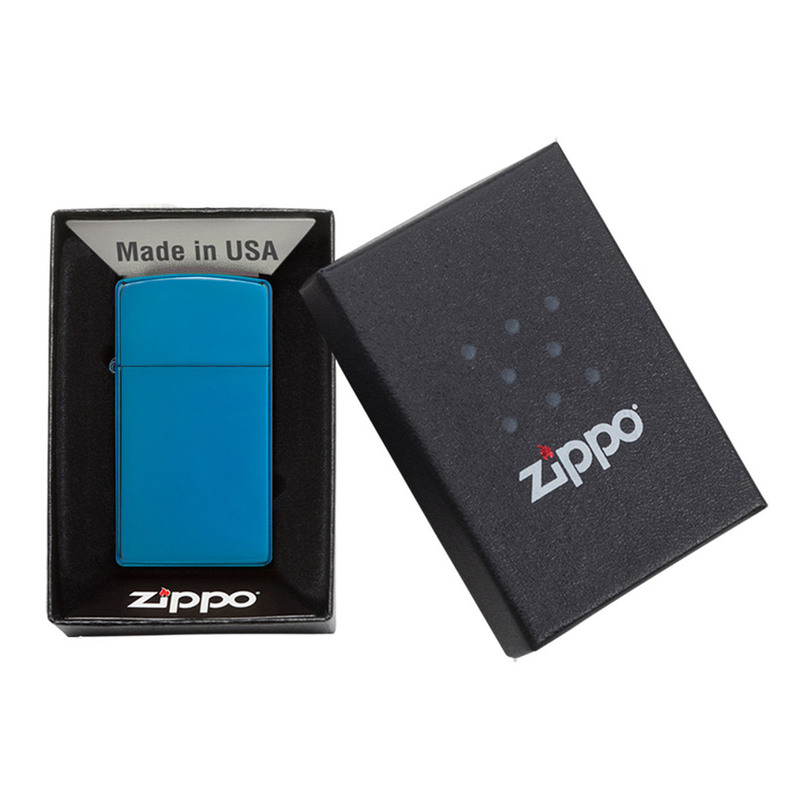 Zippo Lighter Slim High Polish Blue 