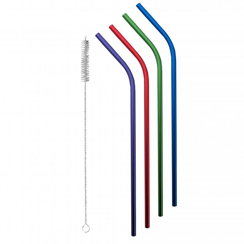 AVANTI Avanti Stainless Steel Straws Rainbow With Brush Set Of 4 
