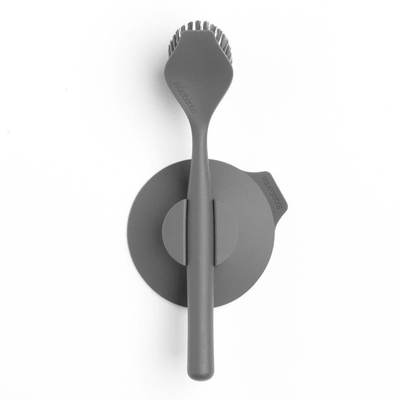 BRABANTIA Brabantia Dish Brush With Suction Cup Holder Dark Grey #01960 - happyinmart.com.au