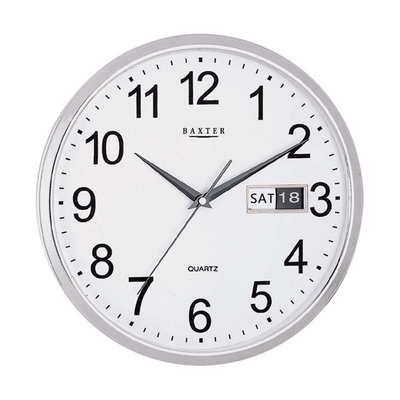 BAXTER Baxter Windsor With Clock Day And Date 32cm Silver #24672 - happyinmart.com.au
