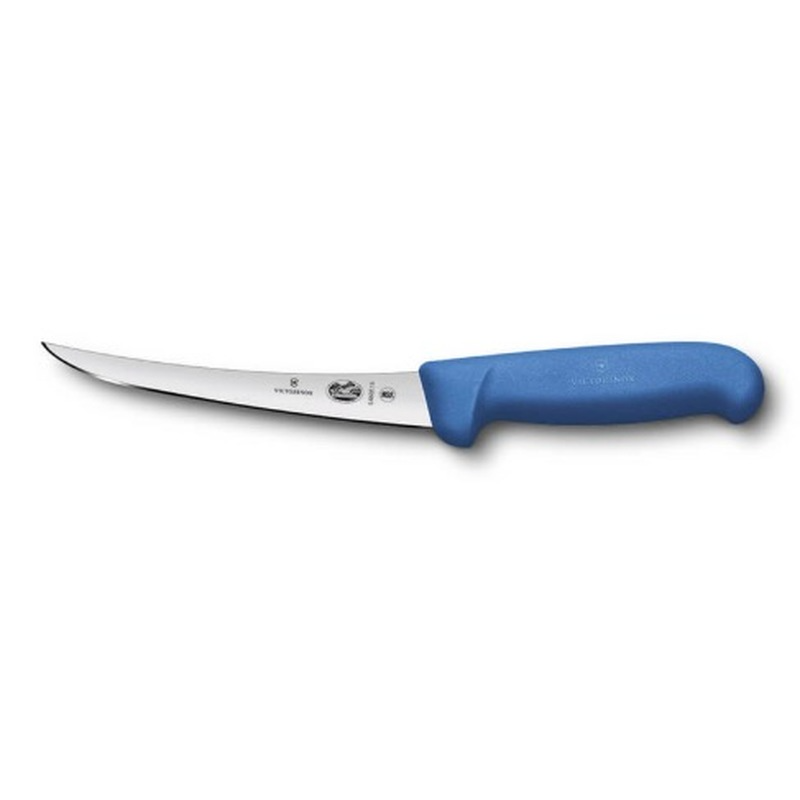 Victorinox Boning Knife 15cm Curved Narrow Blade Fibrox Blue 