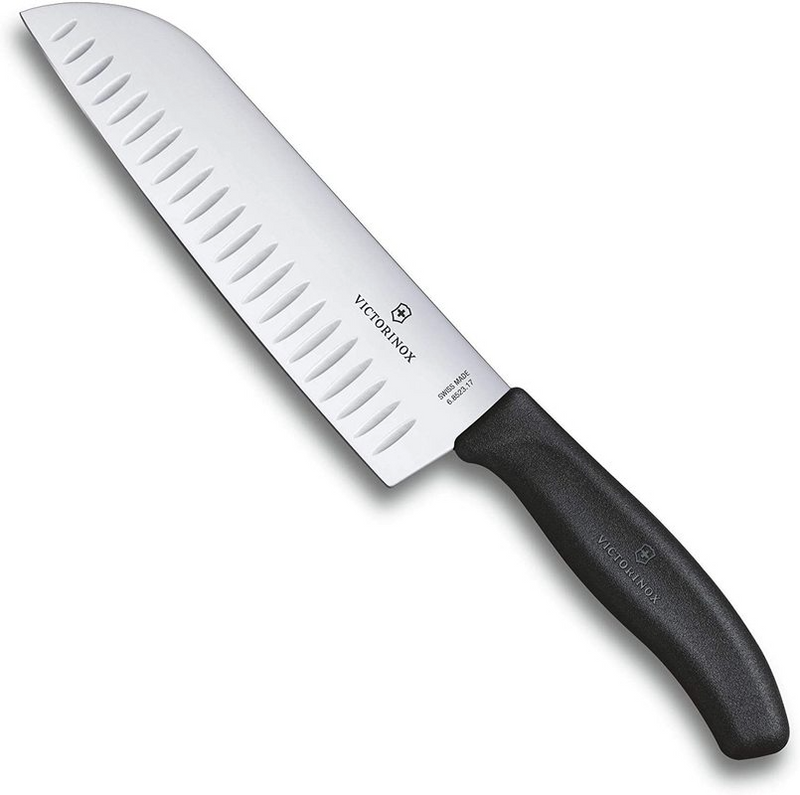 Victorinox Santoku Knife Fluted Wide Blade Classic Black 