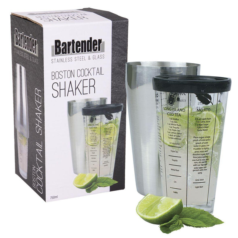 BARTENDER Bartender Stainless Steel Boston Cocktail Shaker 