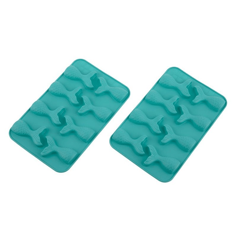 DAILY BAKE Daily Bake Silicone Mermaid 8 Cup Chocolate Mould Set 2 Turquoise 