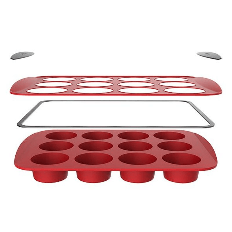 DAILY BAKE Daily Bake Silicone 12 Cup Muffin Pan Red 
