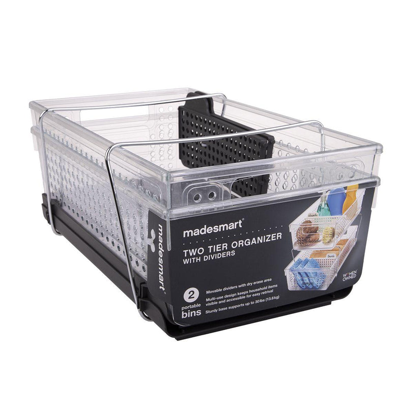 MADESMART Madesmart Two Level Storage With Dividers Clear And Granite 