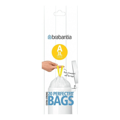 BRABANTIA Brabantia Bin Liner Code A 20 Bags White Plastic #06590 - happyinmart.com.au