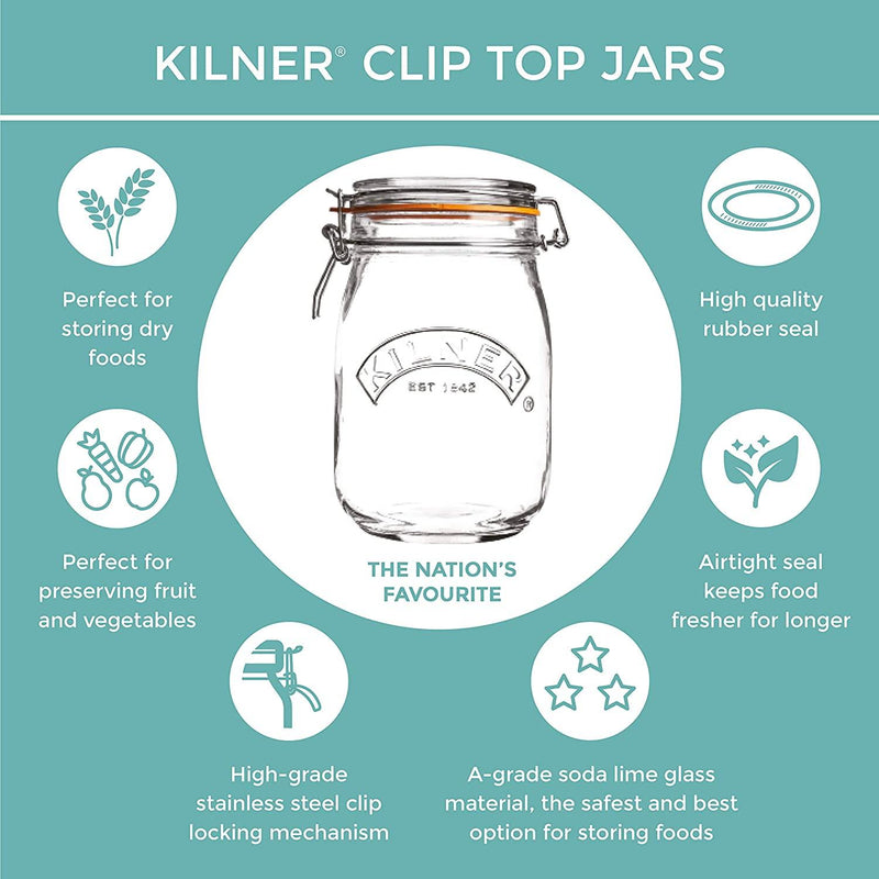 KILNER Kilner Square Clip Top Jar Glass 