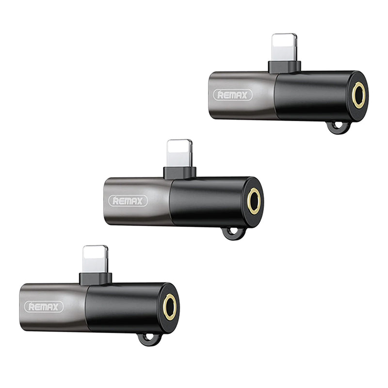 Remax Fonshion Series Lightning Audio Jack Splitter 3. 5mm Black 