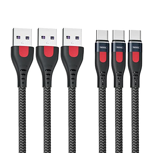 Remax 1M Lightning Cables 3 Per PackLesu Pro 1m 5a Usb to Usb C Type C Aluminum Alloy Braid Fast Charging Data Cable Black 