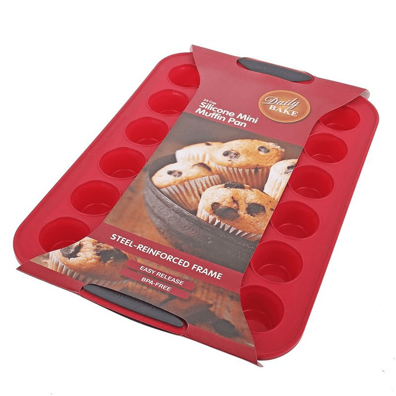 DAILY BAKE Daily Bake Silicone 24 Cup Mini Muffin Pan Red 