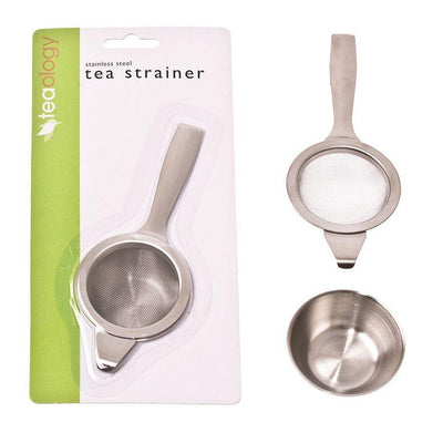 TEAOLOGY Teaology Stainless Steel Long Handle Tea Strainer With Bowl #3370 - happyinmart.com.au
