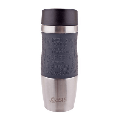 OASIS Oasis Cafe Stainless Steel Double Wall Insulated Travel Mug Charcoal Grey #8905CG - happyinmart.com.au
