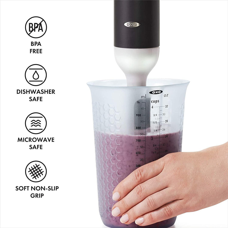 OXO Oxo Good Grips 4 Cup Squeeze Pour Silicone Measuring Cup With Stay Cool Pattern 