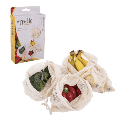 APPETITO Appetito Cotton Net Produce Bags Set 3 Asst Sizes #3653-2 - happyinmart.com.au