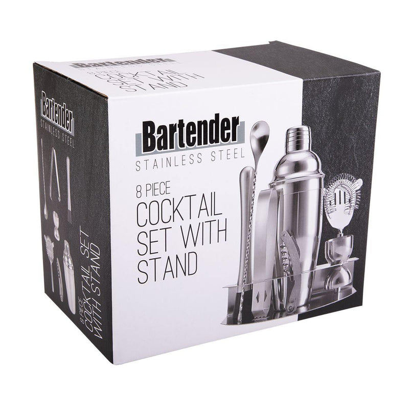 BARTENDER Bartender 8 Pieces Stainless Steel Cocktail Set With Stand 