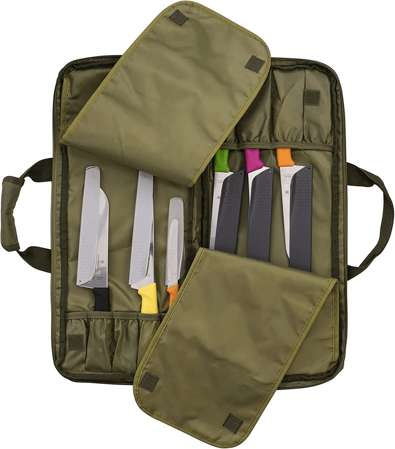 CHEFTECH Cheftech Pocket Knife Roll Storage Portable Carry Case Olive 