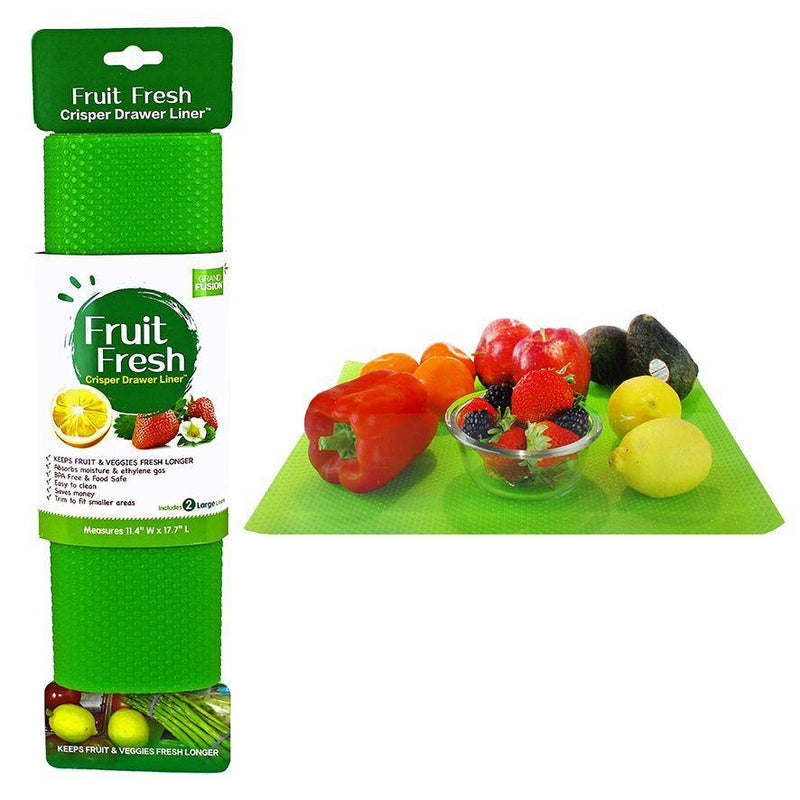 GRAND FUSION Grand Fusion Fruit Fresh Crisper Drawer Liner Set 2 Green 