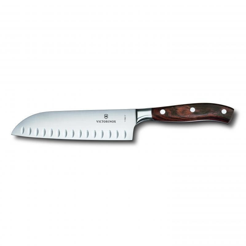 Victorinox Grand Maitre Santoku Knife Fluted Edge 17cm Rosewood Handle 