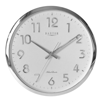 BAXTER Baxter Darcy Wall Clock Arabic 32cm Silver #24666 - happyinmart.com.au