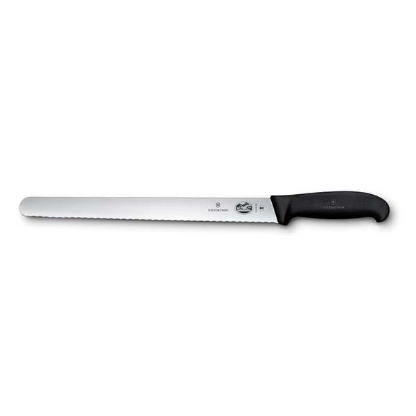 VICT PROF Slicing Knife, 36cm Round Wavy Edge, Fibrox - Black 5.4233.36 - happyinmart.com.au