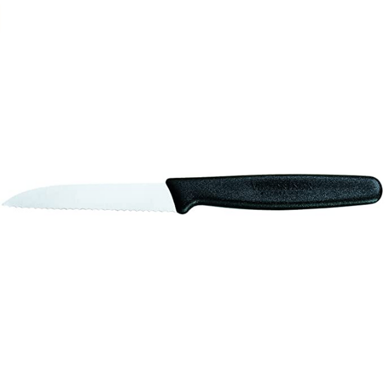 Victorinox Paring Knife 8cm Blade Wavy Edge Nylon Black 