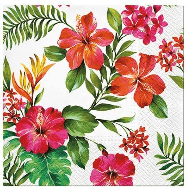 PAW Paw Lunch Napkins Hawaiian Flowers 
